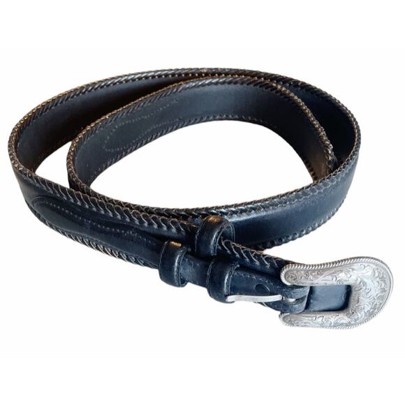 Genuine Black Leather Belt | Concho Buckle | Size 42 - Picture 7 of 7